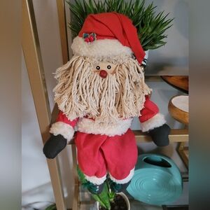 Vtg Santa Claus Shelf Sitter Mop Beard Doll